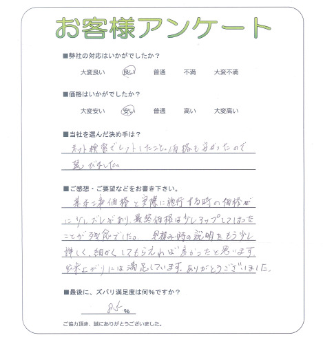 工事の感想を聞かせてください。