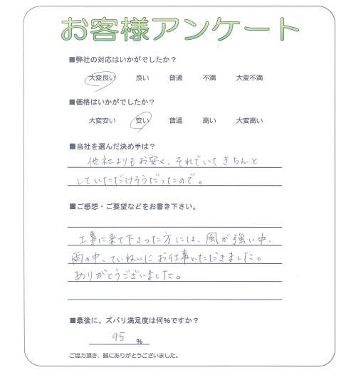 工事の感想を聞かせてください。