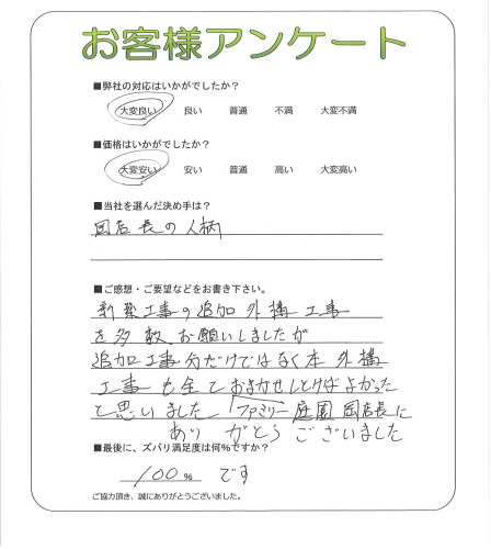 工事の感想を聞かせてください。