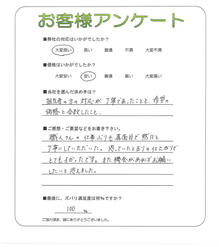 工事の感想を聞かせてください。