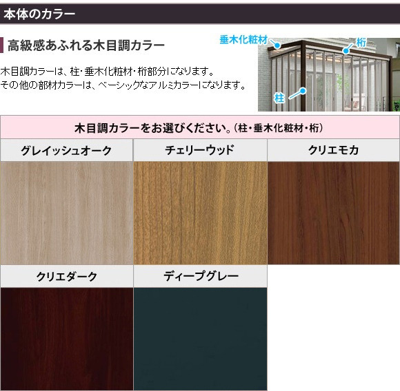 木製調ジーマ+タイルデッキ雪50(リクシル)の本体色