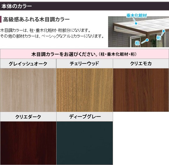 木製調ジーマテラス雪50(リクシル)の本体色