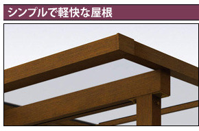 細い角材で組まれた軽快な屋根部により、さまざまな住宅テイストに調和。