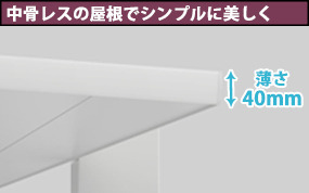 中骨レスの屋根でシンプルに美しく