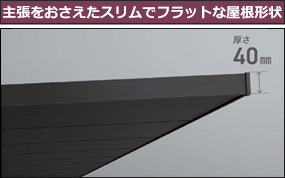 主張をおさえたスリムでフラットな屋根形状