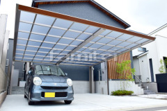 木製調カーポート 四国化成マイポートNext 後柱仕様 横2台