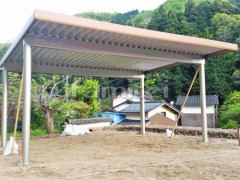 木製調積雪カーポート YKKジーポートneoA横2台 積雪100cm対応