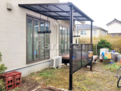 雨除け屋根 フラットテラス1階 人工木ウッドデッキ YKKリウッド