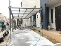 カーポート 三協 木製調 フォーグ1台 ベランダ屋根 三協レボリューA 2階