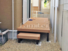 人工木ウッドデッキ 雨除け屋根 カーポート