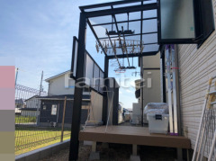 洗濯干し屋根 LIXIL 独立式フーゴF 人工木材ウッドデッキ 樹ら楽ステージ