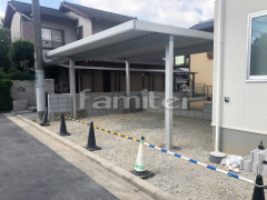 積雪カーポート YKKレオンポートneo横2台 物置 土間コンクリート
