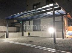 カーポート 雨除け屋根 人工木材ウッドデッキ 目隠しフェンス塀 機能門柱